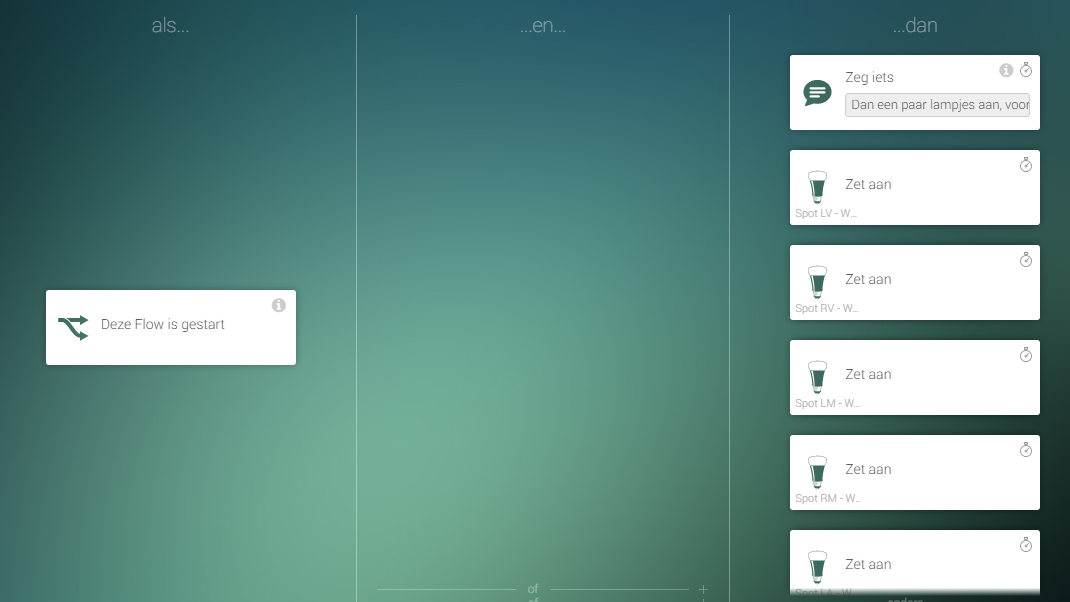 Homey Flows, philips hue, slim huis, domotica