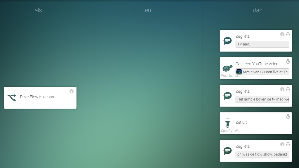 Homey Flows, Chromecast, philips hue, slim huis, domotica