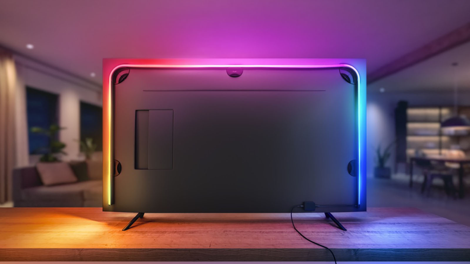 Hue Light Strip Installed on TV and Automated with Homey