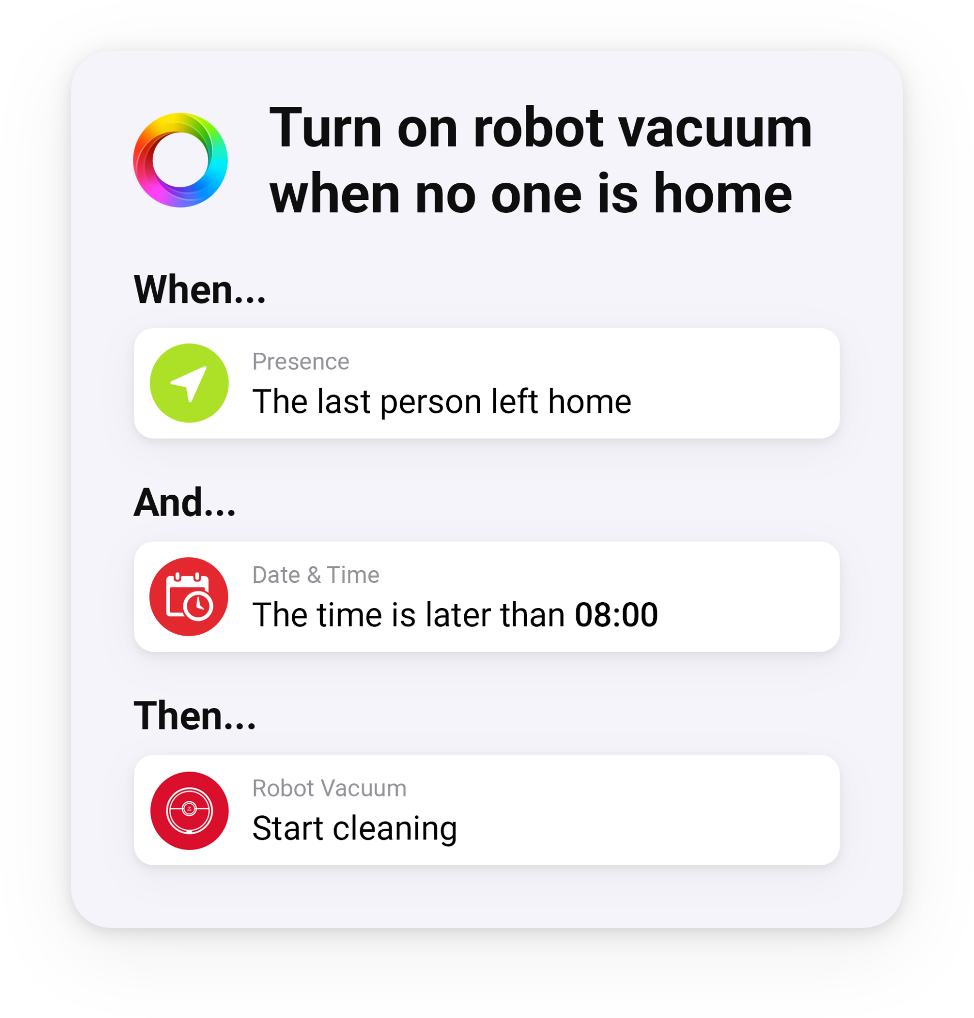 Turn on Robot Vacuum when Last Person Leaves in the Morning Flow Example