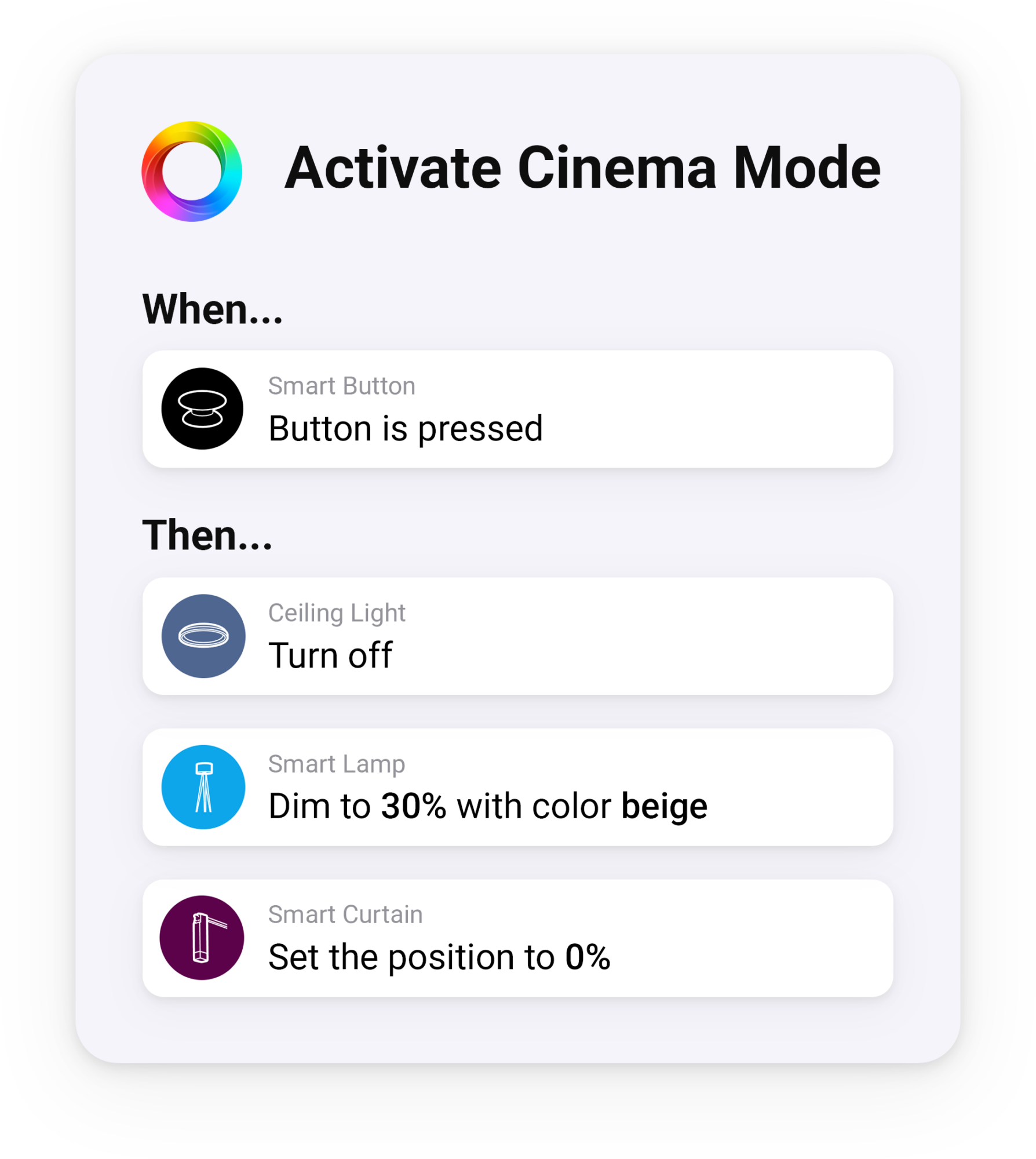 Turn Your Living Toom Into a Cinema with Homey Activate Cinema Mode Flow