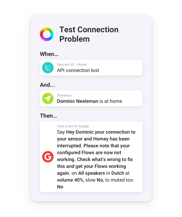 Homey Flow — Test API Connection