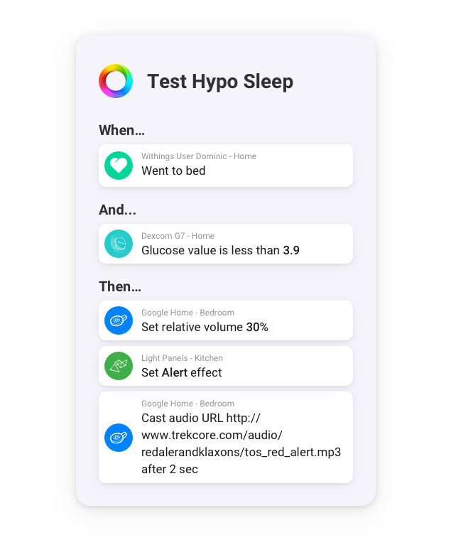 Homey Flow — Test Hypo Sleep