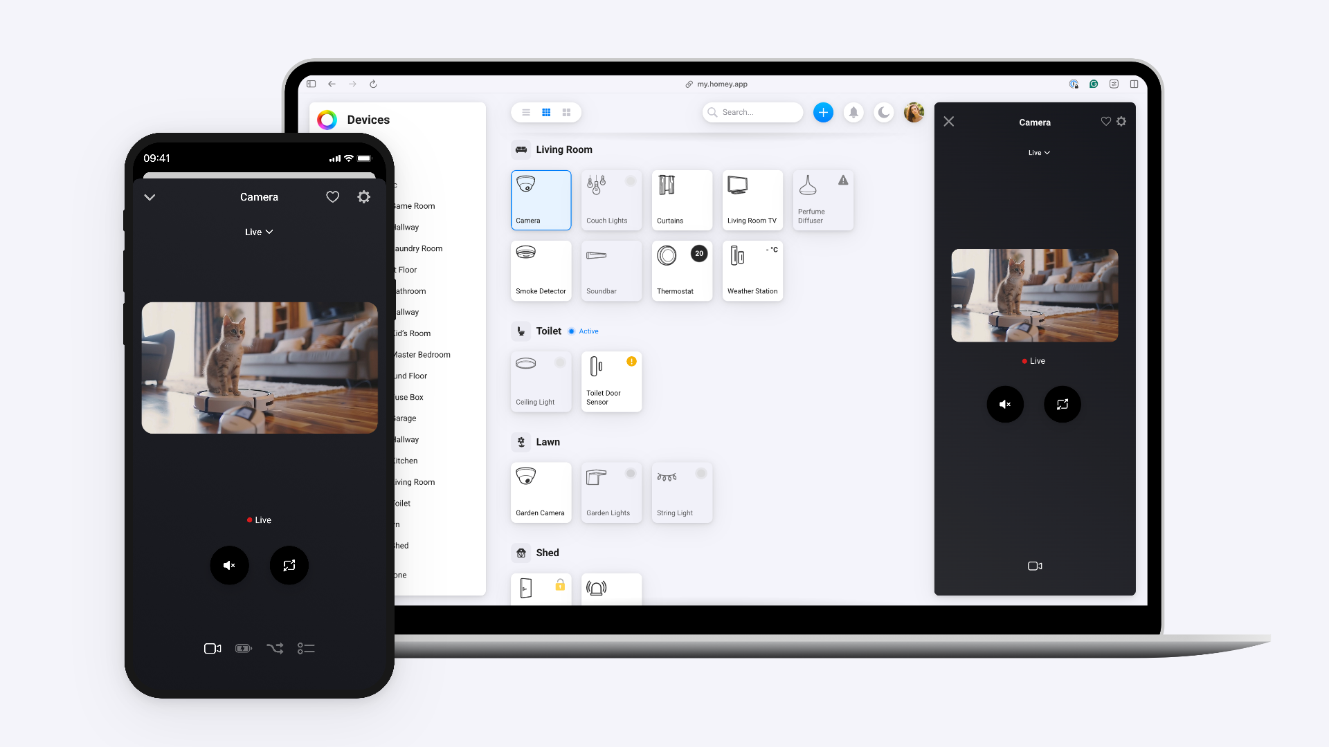 Camera streaming now in the Homey Web App and away from home